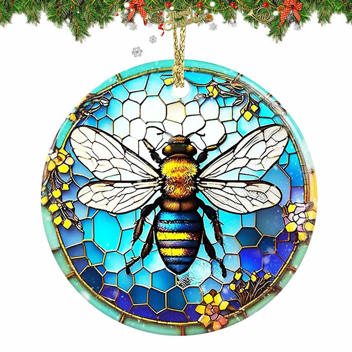 Bee Christmas Ornaments 2024 Acrylic Hanging Decor Indoor Outdoor by Deal US