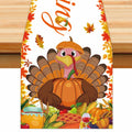 Happy Thanksgiving Turkey Table Runner Oxford 70.86x13.77in Pumpkin Maple by Deal US