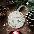 First Christmas as Mr and Mrs Ornament 2024 Ceramic Hanging 2.9" by Deal US