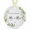 First Christmas as Mr and Mrs Ornament 2024 Ceramic Hanging 2.9" by Deal US