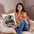 Nogrit Halloween Pillow Cover 18x18 Gothic Plaid Skeleton Pumpkin Black by Deal US