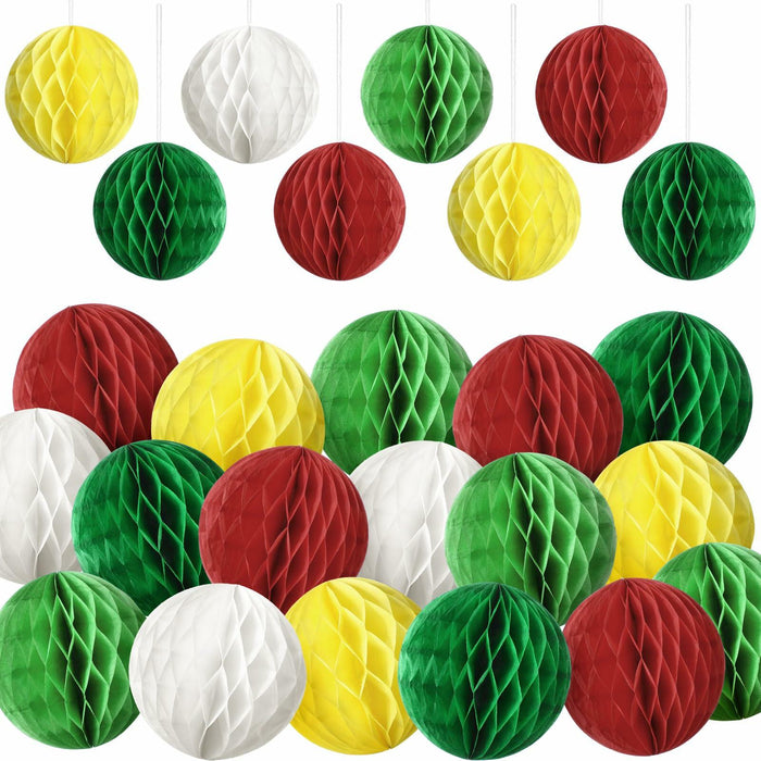 Watersay 30 Pcs 3" Christmas Paper Honeycomb Balls Decoration Classic Color by Deal US