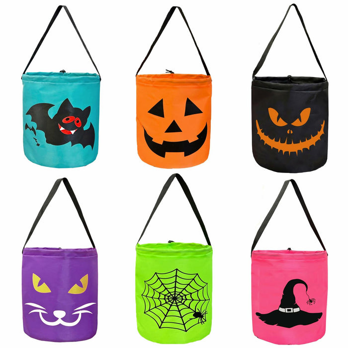 hsmyank Halloween Reusable Trick or Treat Tote Bags 6PCS Multicolor Drawstring by Deal US