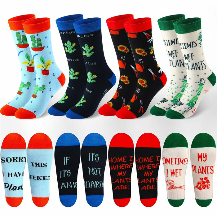 Suhine Women's Christmas Cactus Crew Socks Holiday Gifts 4 Pairs - One Size by Deal US