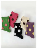 Verdusa Women's Polka Dot Crew Ankle Socks Multicolor 5 Pairs Size 36-39 by Deal US