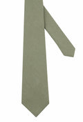 Mens Solid Linen Tie and Pocket Square Set Extra Long Sage Green Size Regular by Deal US