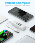 ORICO USB C Hub 3-Port USB 3.1 to USB 3.0 Adapter White 0.5ft Cable by Deal US