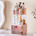 Delamu 3-Tier Makeup Organizer with Drawers & 6-Grid Top Pink Vanity Storage by Deal US