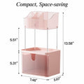 Delamu 3-Tier Makeup Organizer with Drawers & 6-Grid Top Pink Vanity Storage by Deal US