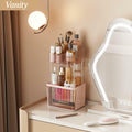 Delamu 3-Tier Makeup Organizer with Drawers & 6-Grid Top Pink Vanity Storage by Deal US