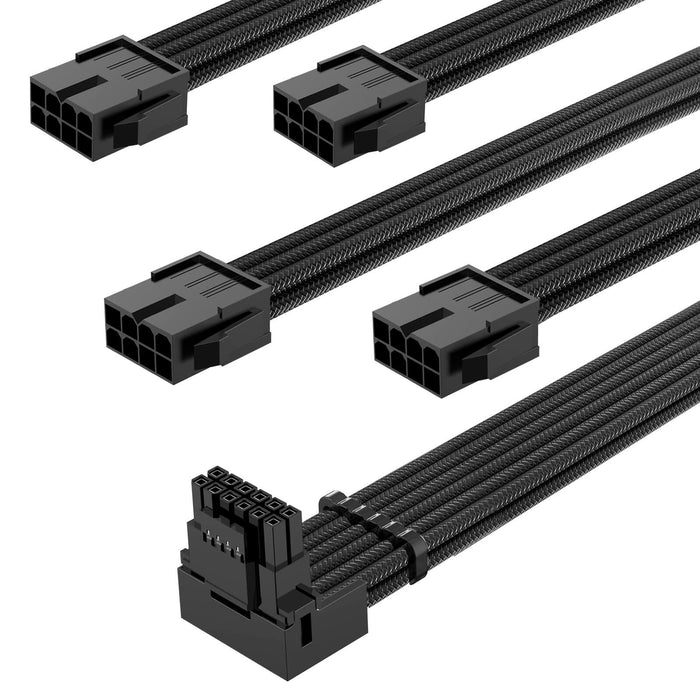 SYBECHATF RTX 4090 16Pin to 4x8Pin PCI-E 5.0 Sleeved Cable 14in Black by Deal US
