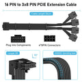 SYBECHATF RTX 4090 16Pin to 4x8Pin PCI-E 5.0 Sleeved Cable 14in Black by Deal US