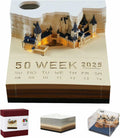 Time Piece 2025 Desk Calendar 3D Carving LED Light Castle Desktop by Deal US