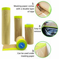 Hubaow Tape and Drape Masking Paper 18x50ft Pre-Taped Adhesive White 1 Pack by Deal US