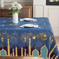 BOTB Eid Al-Fitr Ramadan Tablecloth Green Castle Lantern 60x84 Inch by Deal US