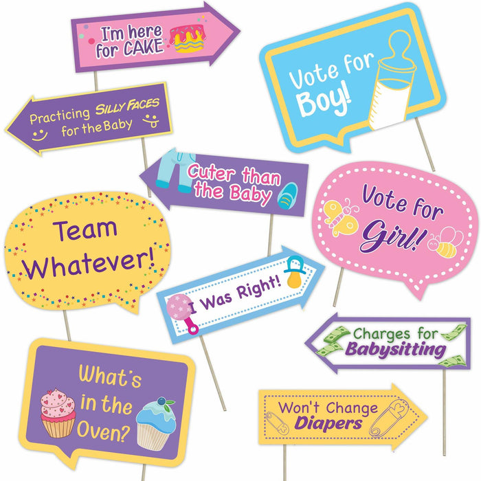 Baby Gender Reveal Photo Booth Props Neutral Boy or Girl Party 10pcs by Deal US