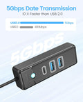ORICO USB C Hub 3 Ports USB 3.1 to USB 3.0 Adapter Pink with 0.5ft Cable by Deal US