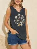 YIUIERE Womens Floral V Neck Tank Top Dark Gray Size S by Deal US