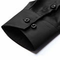 Wangyue Black Long Sleeve Casual Button-Down Shirt with Pockets Size 3XL by Deal US