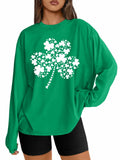 St Patrick's Day Women's Oversized Lucky Shamrock Long Sleeve Tee Size L by Deal US