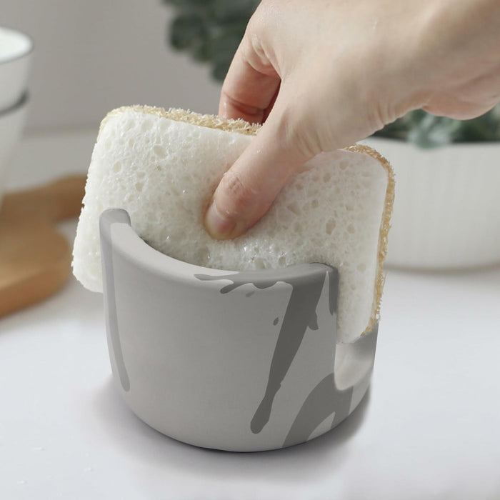 Coengwui Diatomite Sponge Holder Kitchen Sink Caddy Grey 2.56in Quick Dry by Deal US