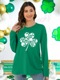 St Patrick's Day Women's Oversized Lucky Shamrock Long Sleeve Tee Size L by Deal US