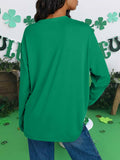 St Patrick's Day Women's Oversized Lucky Shamrock Long Sleeve Tee Size L by Deal US