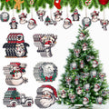 Syhood Vintage Wooden Christmas Ornaments 24 Pcs Snowman Santa Elk Bear by Deal US