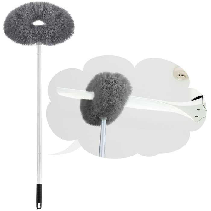 Hoolerry Ceiling Fan Cleaner Duster Microfiber Extendable Pole 13-49.7in Gray by Deal US