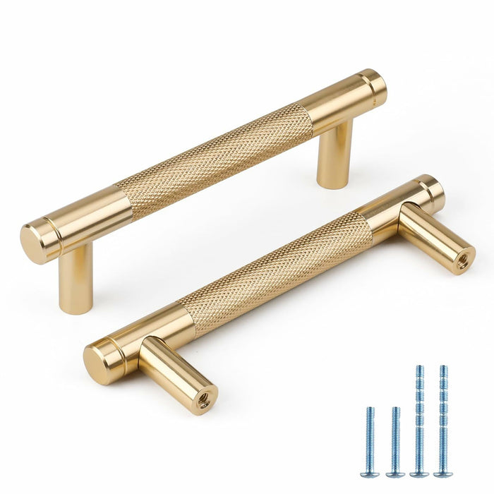 Amerdeco 10 Pack Brushed Brass Knurled Cabinet Pulls 6-1/4 Inch by Deal US