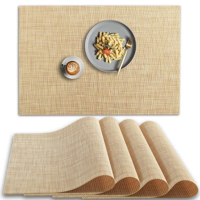 homEdge PVC Non-Slip Heat Resistant Placemats Set of 4 Beige by Deal US