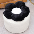 Flower Pouf Ottoman Full Foam 18x15 Inch Ivory Black Floor Pouf by Deal US