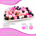 96PCS 15mm Silicone Beads,4 Colors Silicone Beads Kit for Keychain Making by Deal US