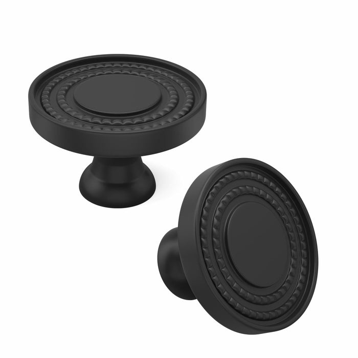 Leulan 10 Pack Zinc Alloy Knurled Cabinet Knobs Matte Black Drawer Hardware by Deal US