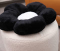 Flower Pouf Ottoman Full Foam 18x15 Inch Ivory Black Floor Pouf by Deal US