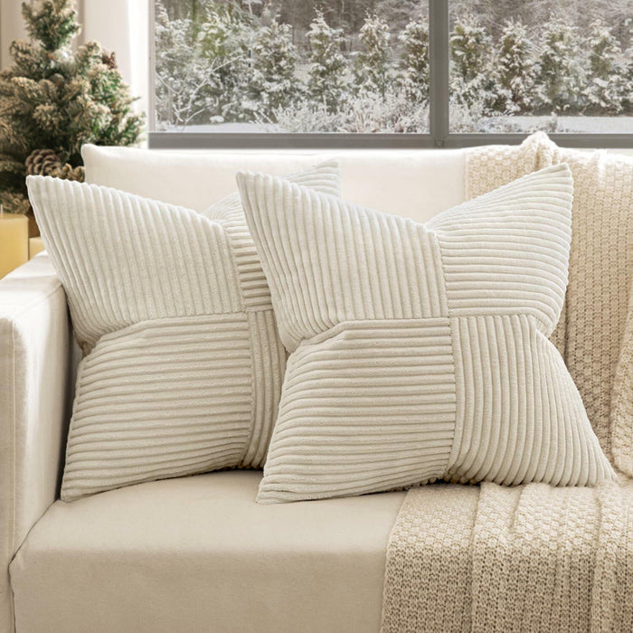 EMEMA Corduroy Boho Throw Pillow Covers 16x16 Olive Green Pack of 2 by Deal US