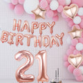 Rose Gold Happy Birthday Balloons Banner 16 Inch Mylar Foil 21st Party by Deal US