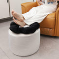 Flower Pouf Ottoman Full Foam 18x15 Inch Ivory Black Floor Pouf by Deal US