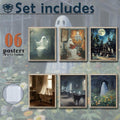 HD WOOD CRAFT Halloween Ghost Wall Art Prints Vintage Posters Unframed by Deal US