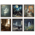HD WOOD CRAFT Halloween Ghost Wall Art Prints Vintage Posters Unframed by Deal US