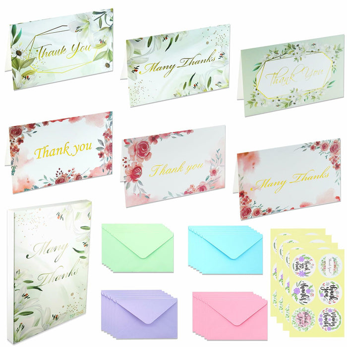 TOPJING 24 Heavy Duty Thank You Cards with Envelopes Gold Foil 4.15x6.5 Inch by Deal US