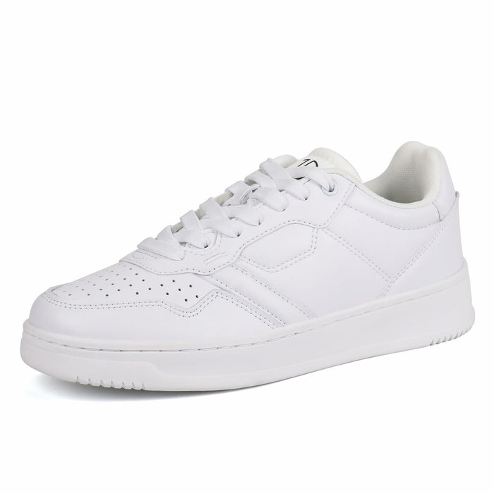 JABASIC Women Genuine Leather Platform Sneakers Lace-Up White/Fuchsia Size 7 by Deal US