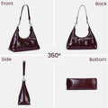 JQWSVE Crescent Shoulder Bag Women Glossy Leather Crossbody Black by Deal US