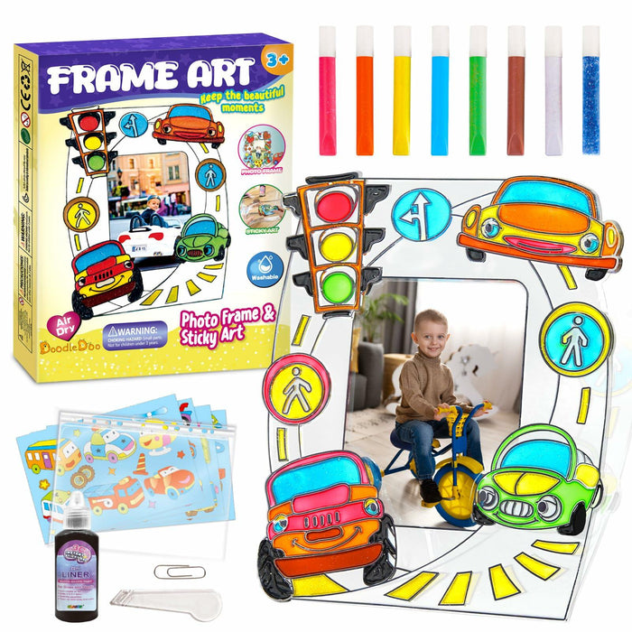 DoodleDoo DIY Vehicle Acrylic Photo Frame Painting Kit Kids Ages 4-12 by Deal US