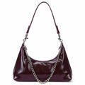 JQWSVE Crescent Shoulder Bag Women Glossy Leather Crossbody Black by Deal US