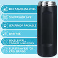 Sports Water Bottle 1L Leakproof Portable Black Gym Outdoor Travel by Deal US