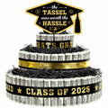 3 Tier Black Gold Graduation Cap Cake Party Decor Gifts Class of 2025 by Deal US