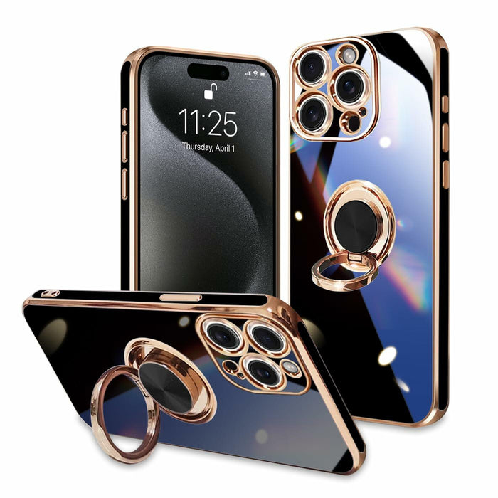 ZHONGHUAJIA iPhone 15 Pro Max Case 360° Rotatable Ring Holder Pink by Deal US