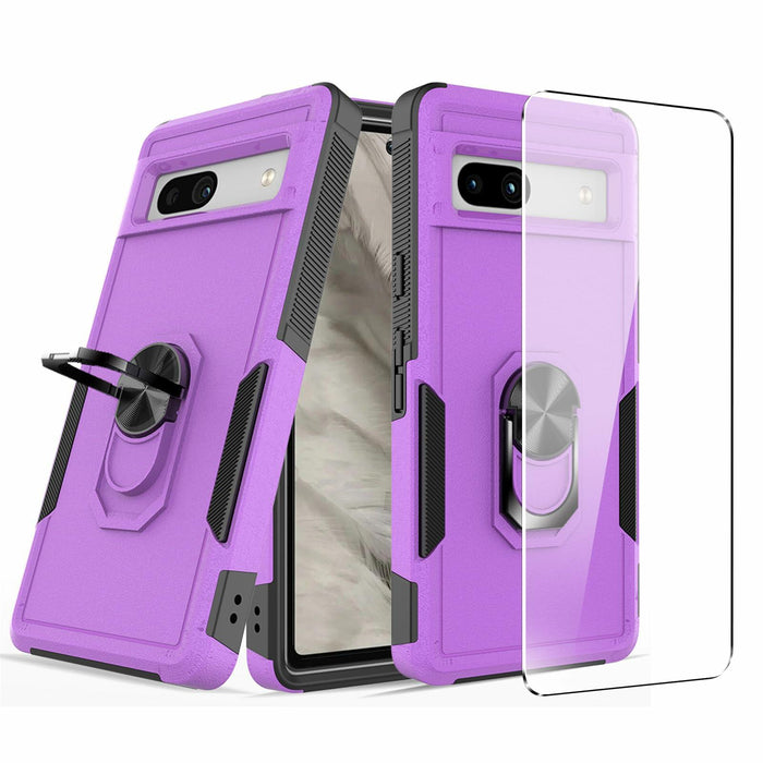 Byvowta Shockproof Case Google Pixel 7a Purple 1 Pack Built-in Ring Kickstand by Deal US
