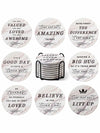 White Elephant Marble Ceramic Drink Coasters Set of 8 with Holder